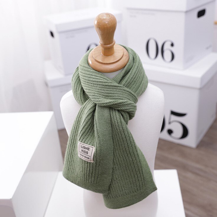 freundlicher schal Baby jungen und mädchen lange schal freundlicher gestrickte Winter warme schals halstuch шарф детский: Armee Grün