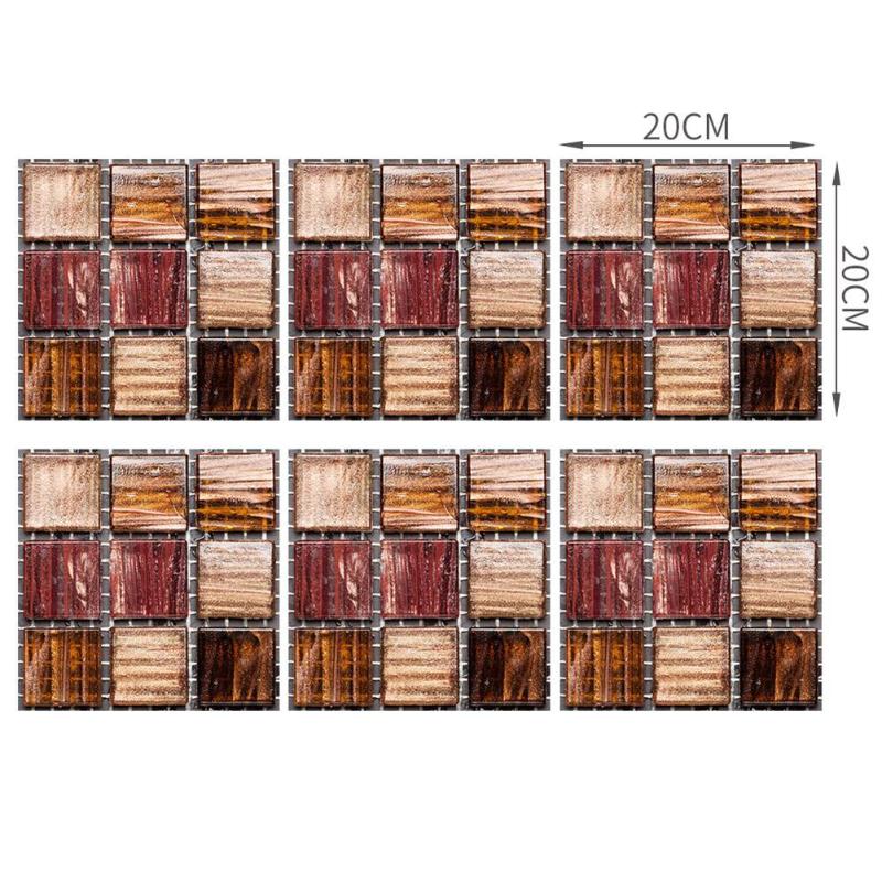 6pcs Tiles Stickers Self Moisture-proof Surface Covered with Film Adhesive Mosaic Kitchen Bathroom Waterproof Wallpaper: MSC029
