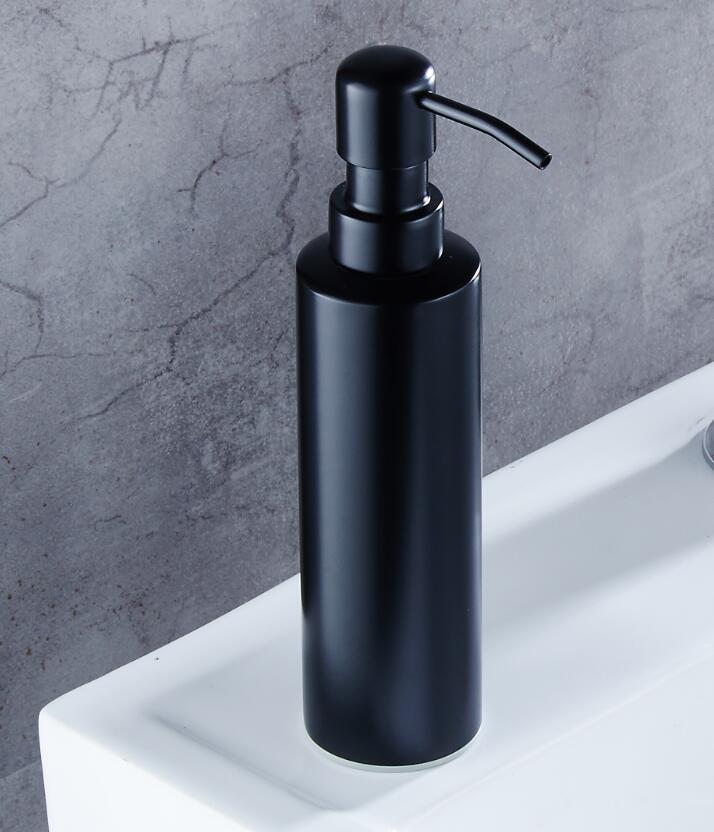 304 Stainless Steel Black Liquid Soap Dispenser Kitchen Sink Soap Container Bathroom Shampoo Box Wall Mounted Detergent Bottle: Single cup 6