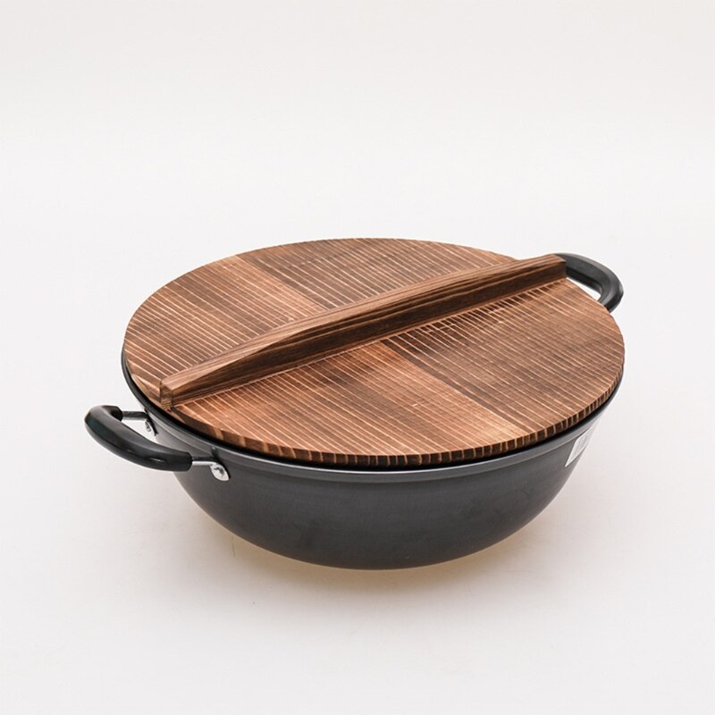 Houten Hout Handgemaakte Spar Anti-Brandwonden Pot Deksel Deksel Wok Deksel Hypotenuse Ijzer Hout Deksel Ijzeren Wok Houten pan Deksel