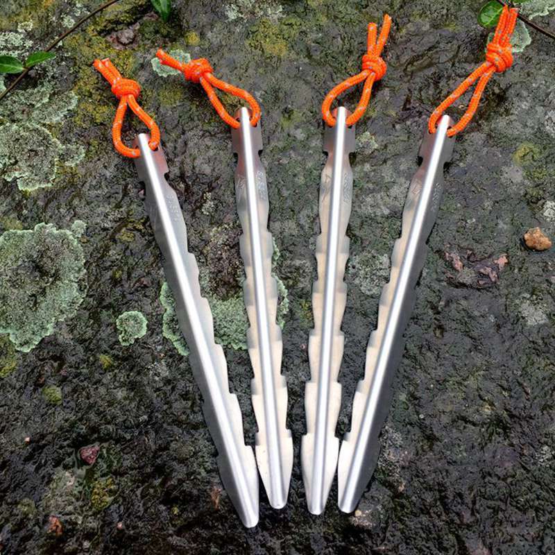 304 Stainless Steel Titanium Tent Peg V Shape Titanium Spike Windproof Outdoor Camping Ground Nails Traveling Tent Accessories