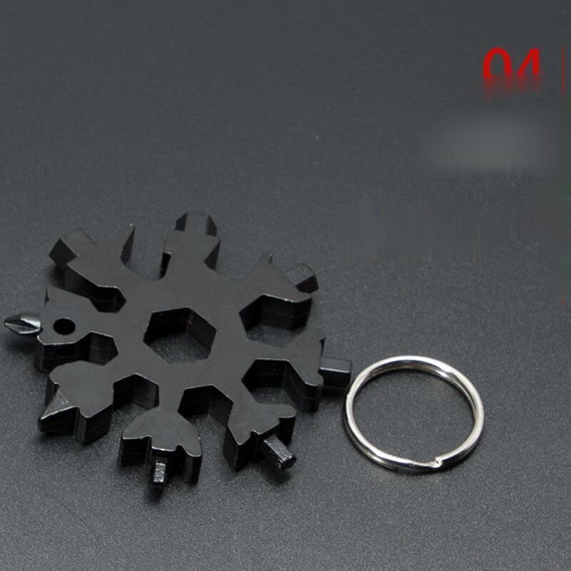 18-in-1 NEUE Karte Typ Schneeflocke multifunktions werkzeug kombination Tragbare Schneeflocke Werkzeug Mit schlüssel ring Allen wrench hause auto werkzeuge: Black