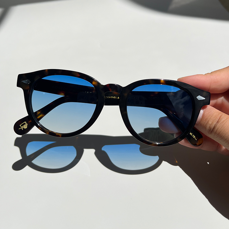Store lemtosh maydela vintage acetat solbriller til herrer og kvinder ovale polariserede briller med stort ansigt: Blå
