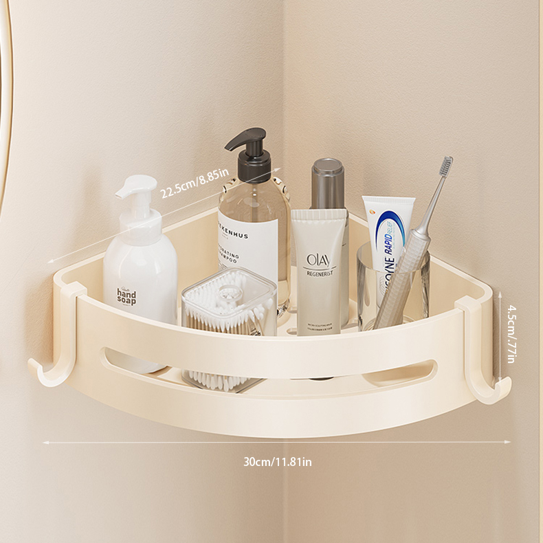 Wandgemonteerd shampoorek, doucheplank, organizer, opbergrek, 1/2/3-- laags shampoorek voor de badkamer.: Wit