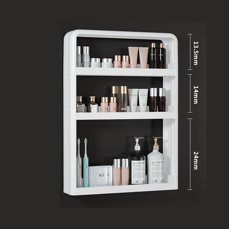 Estante montado en la pared para baño, organizador de cosméticos multifuncional para almacenamiento de artículos de tocador, botellas de condimentos de cocina: Azul
