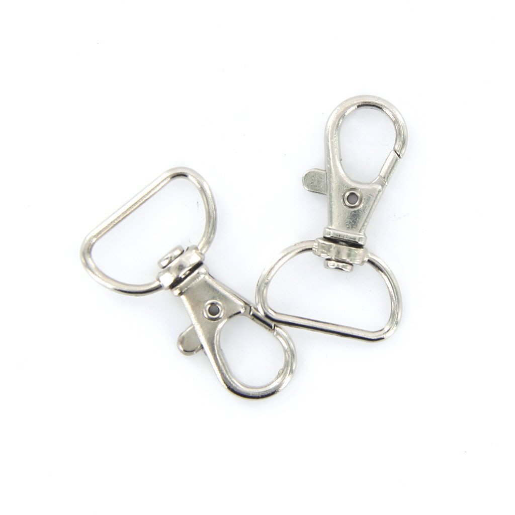 10pcs 23mm x 38mm silver color swivel carabiners