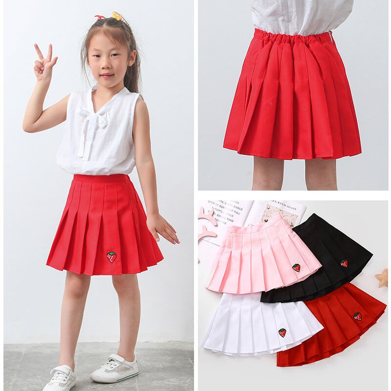 Summer Cute Skirt Baby Girl Clothes Strawberry Pattern Pleated Skirt Toddler Sundress