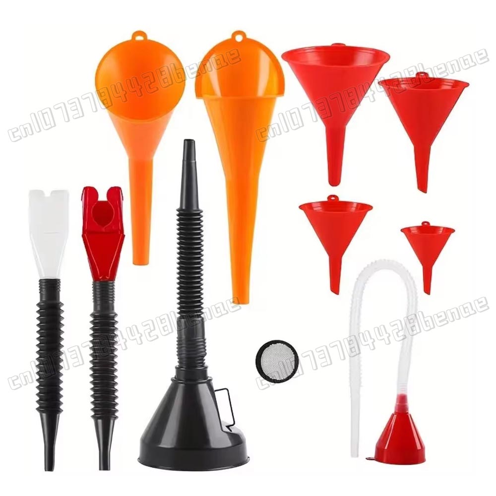 10Pcs Automotive Funnels Set Plastic Long Neck Oil Funnel Kit Flexible Wide Mouth Fuel Funnel for Filling Coolant Gasoline Water