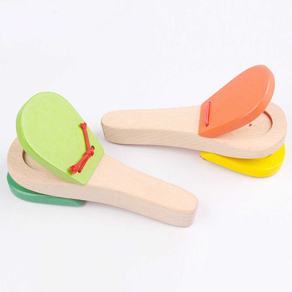 Baby Houten Klepel Vroege Educatief Kinderen Zuigeling Handvat Klappen Castagnetten Board Percussie Muziekinstrumenten Speelgoed