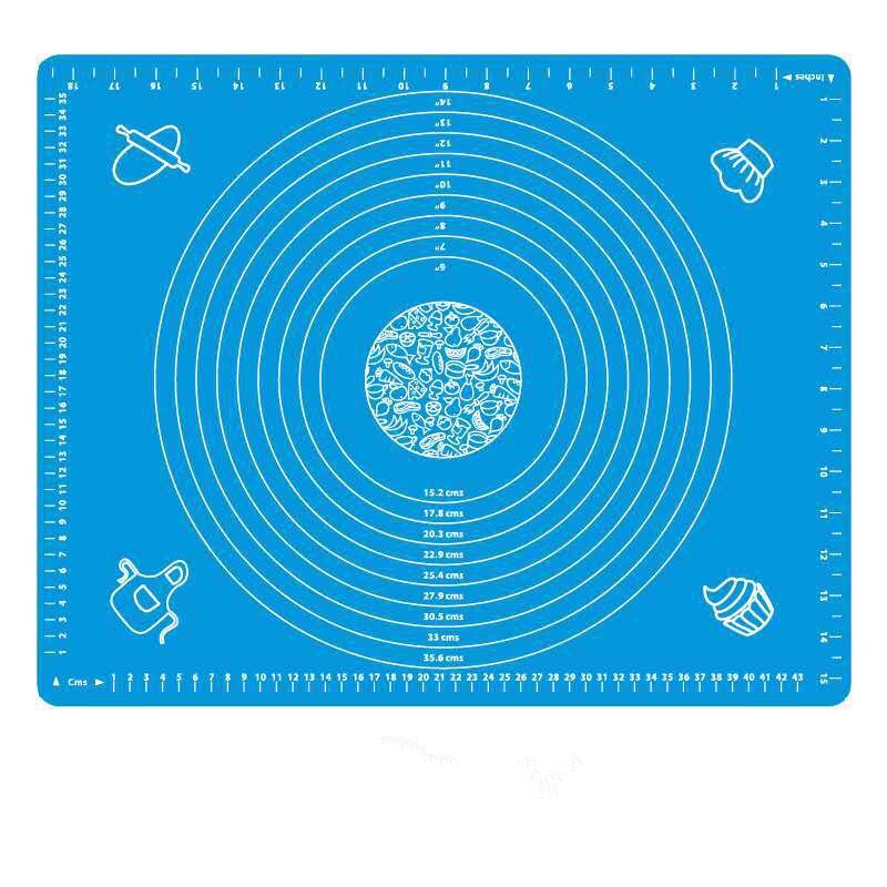 Siliconen antiaanbak bakmat bakplaat deeg macaroo pizza bakvorm deeg deeg bloem rolmat tafel keukengereedschap: Blauw