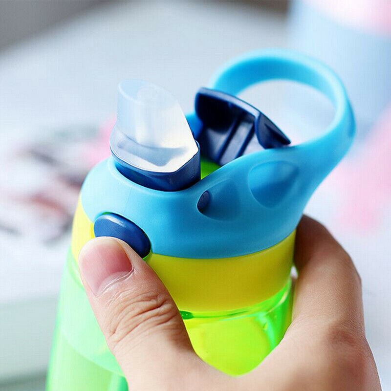 Classical Water Bottle With Straw 400ml Leak-proof Cute Sport Bottles PVC Water Pots Portable Kettles for Kids 4Colors