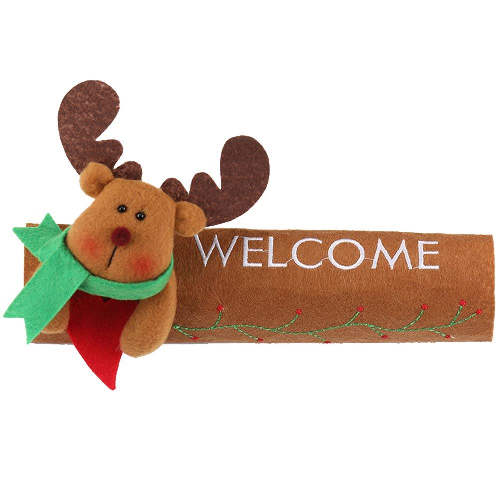 Guantes navideños para la puerta del viejo hombre para la nevera, cubierta de mango de horno, decoración navideña para la cocina, cubierta del mango del refrigerador, Besmirch: Marrón