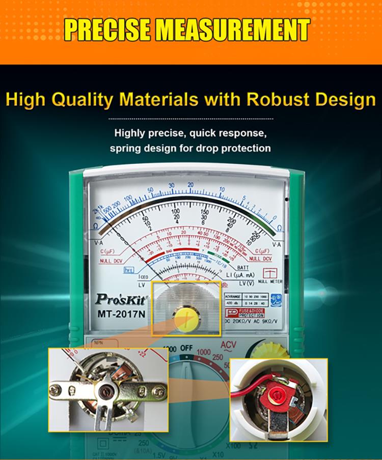 Proskit MT MT AC/DC Analog Graph Zeiger Multimeter Amperemeter Widerstand Kapazität Diode Volt Ampere Ohm hFE LED Meter