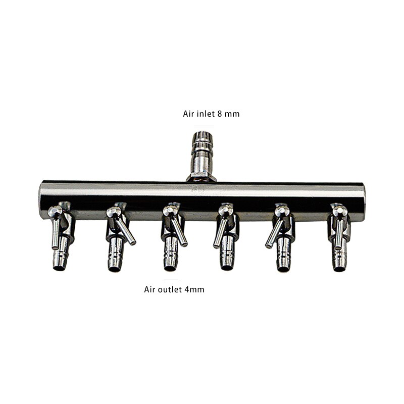 6 holes 4mm stainless steel fish tank air control valve air splitter oxygen distributor fish tank water tank air pump splitter