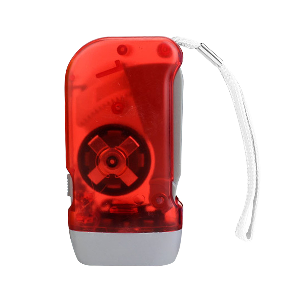 LED Hand Pressing Dynamo Crank Power Wind Up Flashlight Torch Light Hand Press Crank Outdoor Lamp Light Camping Hiking Supplies: Red