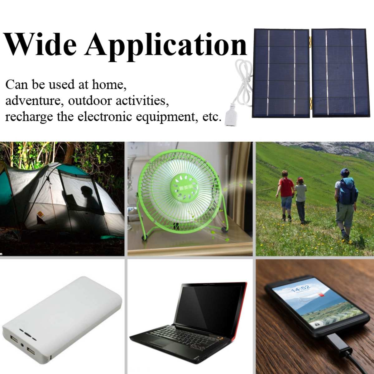Vikbar solpanel 50w 5v solenergi solceller bank pack usb usb kabel vattentät för telefon ryggsäck camping vandring utomhus