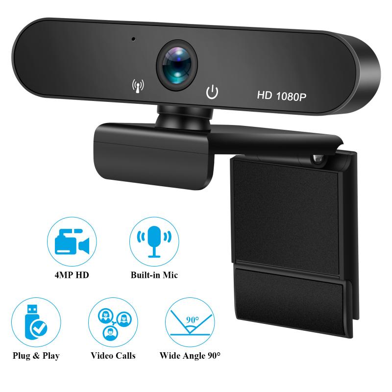 4K Webcam Full Hd 1080P Web Camera Voor Pc Computer Laptop Video Record Autofocus Lens 8MP Webcam Met microfoon Privacy Cover