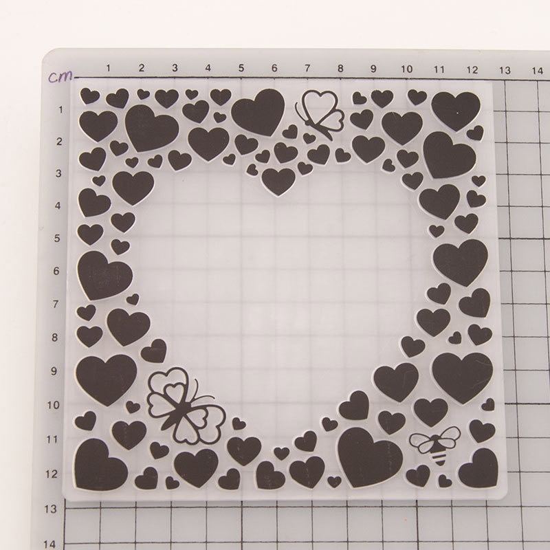 Plastic Craft Template DIY Scrapbooking Card Making love Heart-shaped stencil Wedding Decoration Embossing Folders 1Pcs