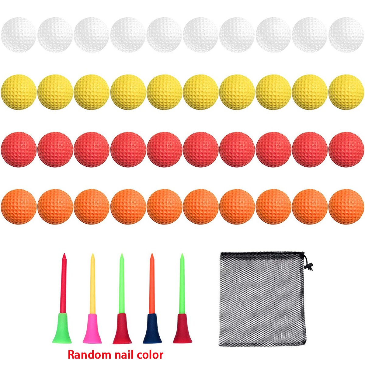 Balles de Golf en mousse élastique PU, sensation réaliste et vol limité, balles d&#39;entraînement pour intérieur ou extérieur, paquet de 40: WHITE