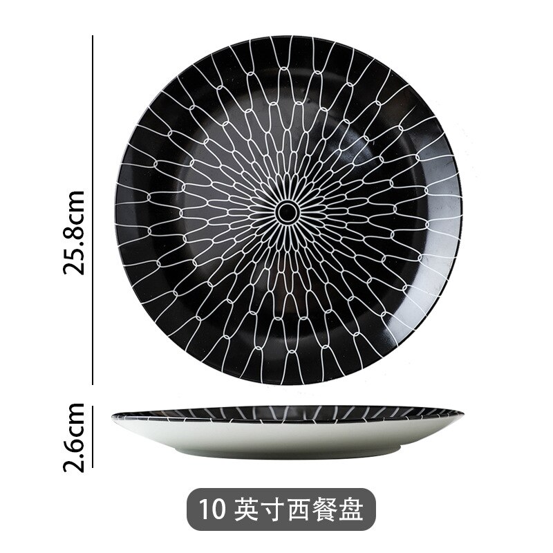 western style ceramic Western food plate commercial steak plate household tableware plate pasta plate: Grey / 10 inches