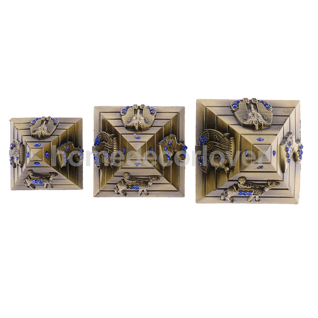 3pcs/set Metal Egyptian Pyramids Architectural Souvenir Keepsake Urn Home Decoration Kids