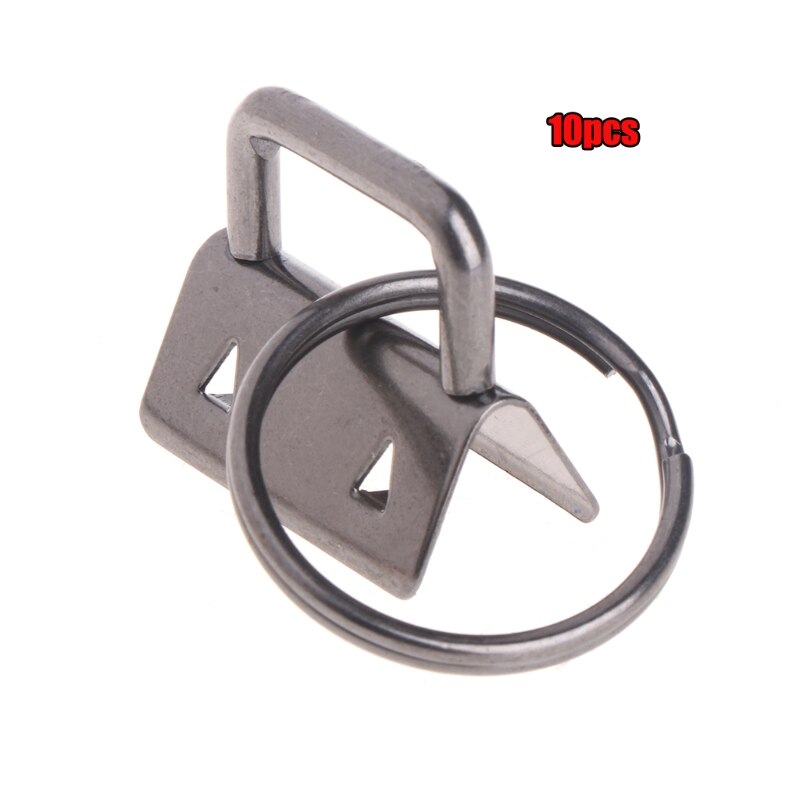 10Pcs Key Fob Hardware 25mm keychain Split Ring For Wrist Wristlets Cotton Tail Clip: 7HH100157-BK