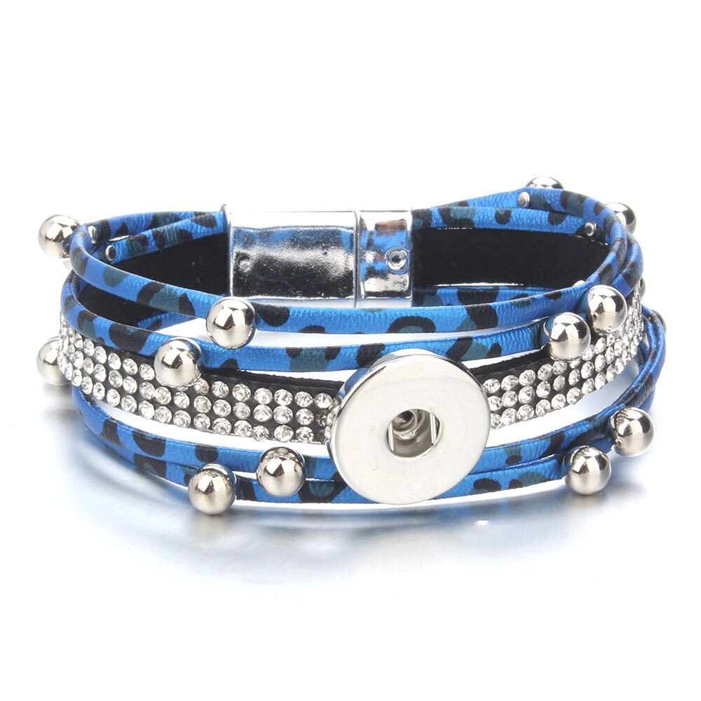Bracelet en cuir fait à la main, boutons pression de 18mm, Punk, DIY, fabrication de bijoux: 40