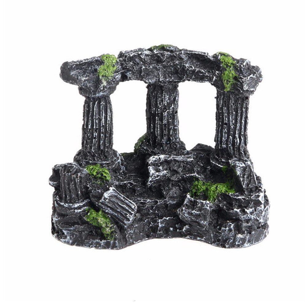 Aquarium Resin Roman Column Decoration Artificial Ancient Ruins Column Decor For Fish Tank Stone Cave Rock Decorations