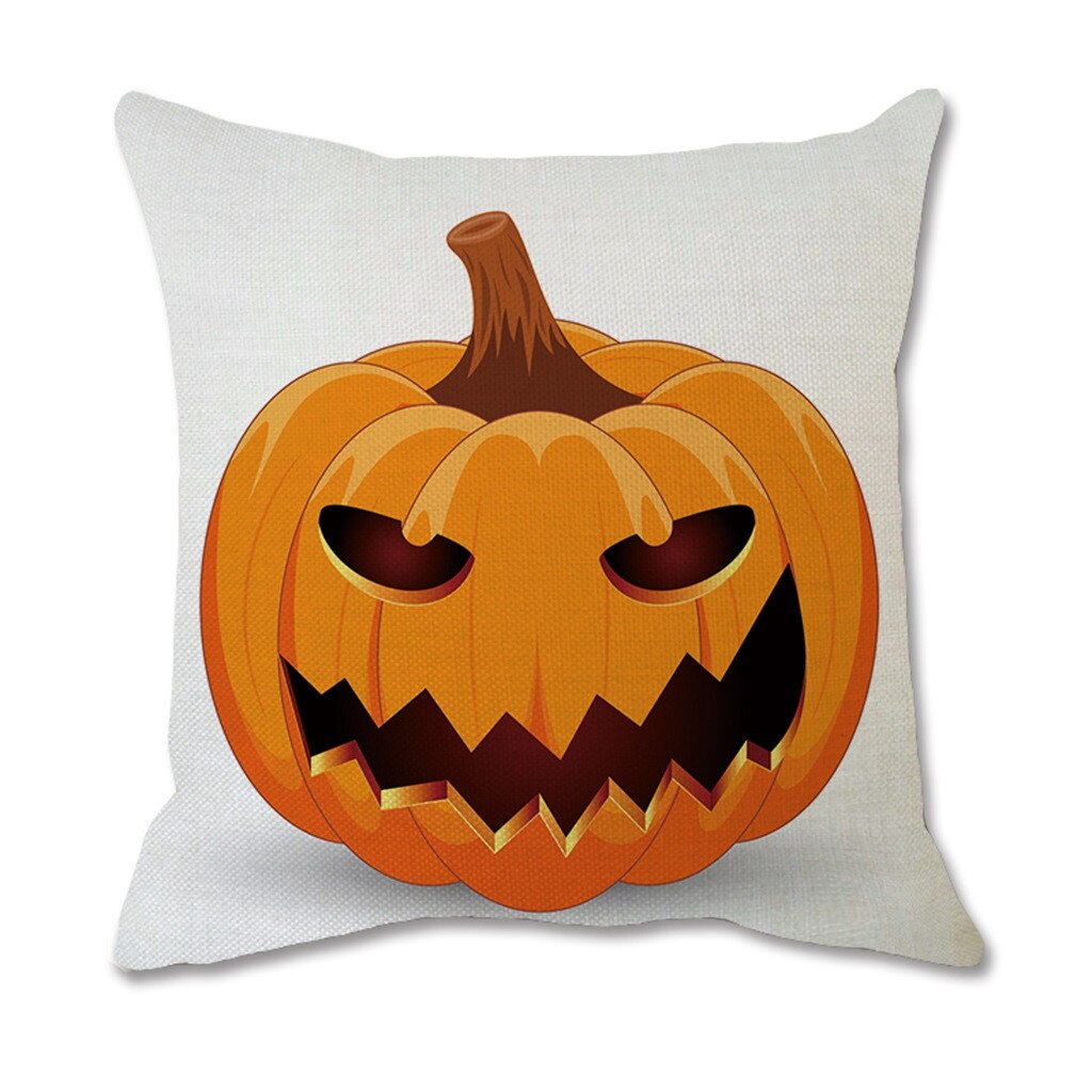 Halloween Pompoen Uitdrukking Afdrukken Katoen Zachte Linnen Wit Sierkussen Case Kussenhoes Thuis Woonkamer Sofa Decoratie