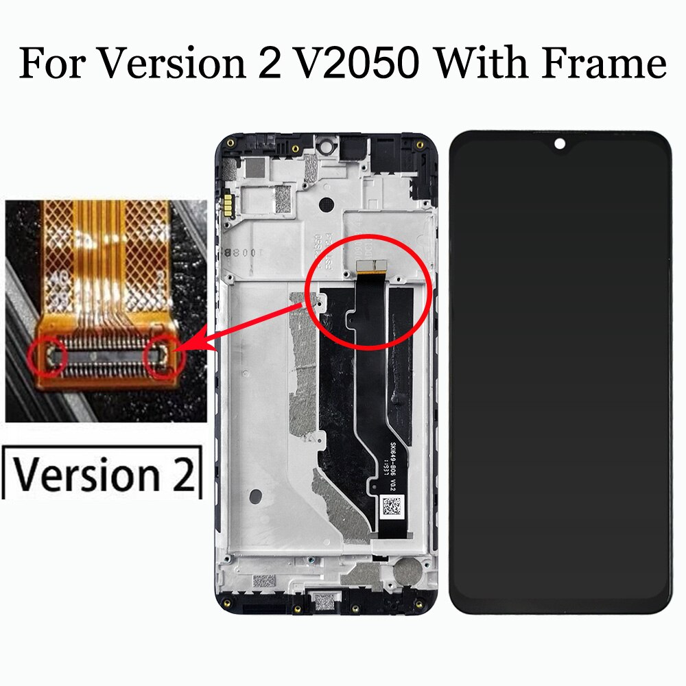 Tela de lcd touch screen para zte 20 smart v1050, 6.49 ", visor lcd, digitalizador, montagem com quadro para zte 20 smart v2050, ferramentas: Ver2 V2050 Con Frame