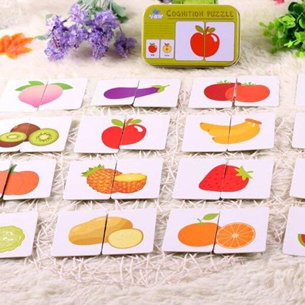 Baby Baby 32Pcs Flash Card Jigsaw Cognitie Puzzel Vorm Matching Puzzel Cognitieve Leren Vroege Onderwijs Kaart Leren Speelgoed