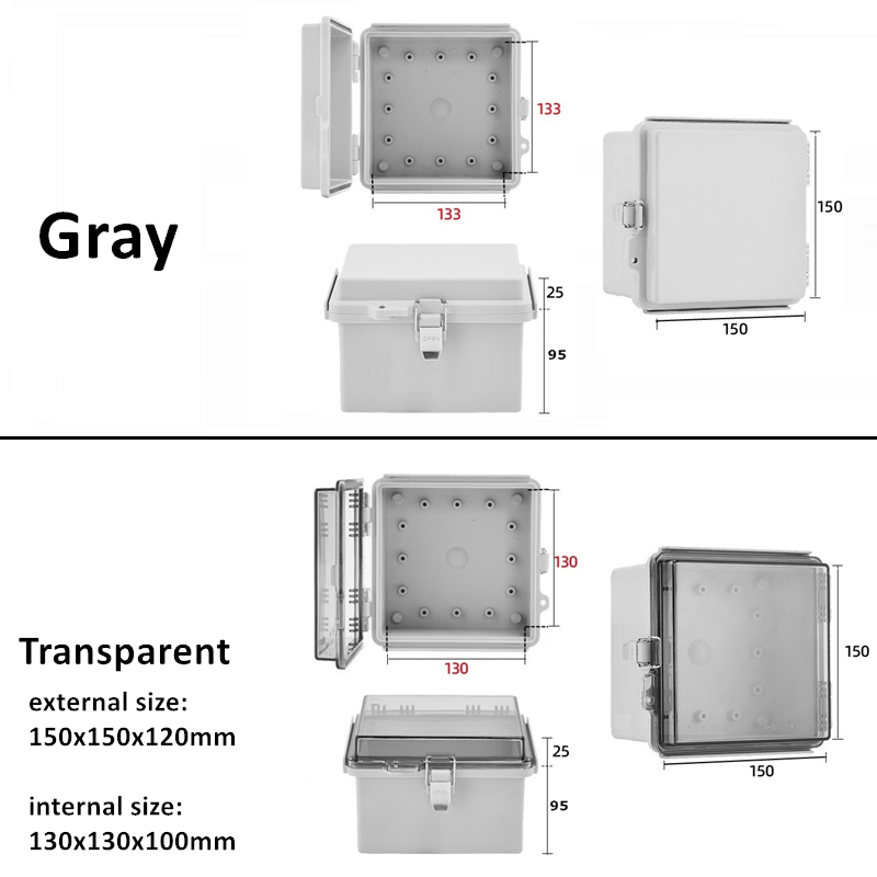 IP67 Waterproof Gray/Transparent Cover Enclosure Junction Box ABS Plastic Outdoor Electronic Instrument Hinge Case Fast: 4XL / green