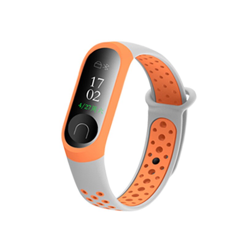 Neue Doppel Farbe Armband Uhr Band für mi llet Armband 3 Silikon Smart-Sport-Armband für Xiao mi mi Band 3 Fitness Armband: Gray orange