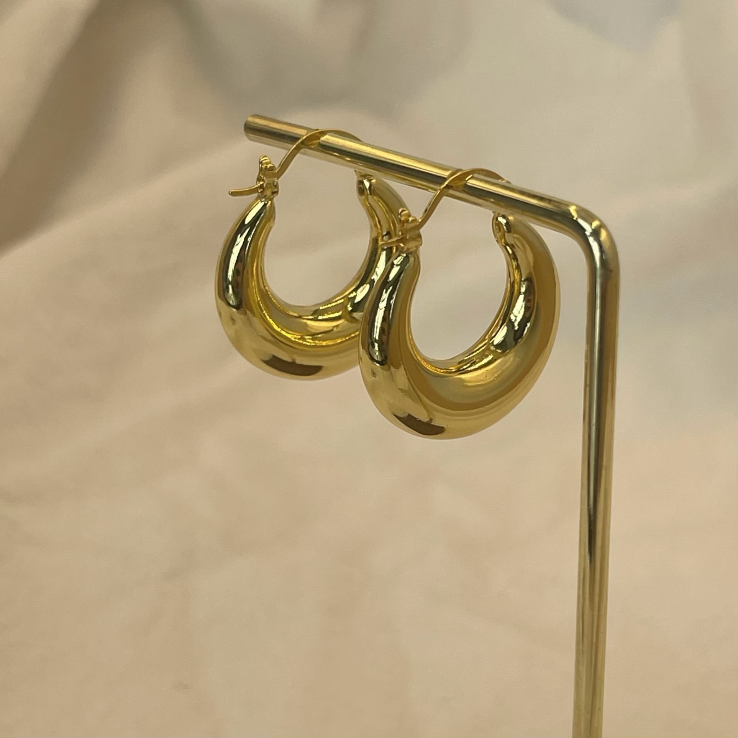 Pendientes de aro circulares grandes y exquisitos para mujer y niña, joyería grande de acero inoxidable para de boda, , estilo 2024: Gris / Color dorado