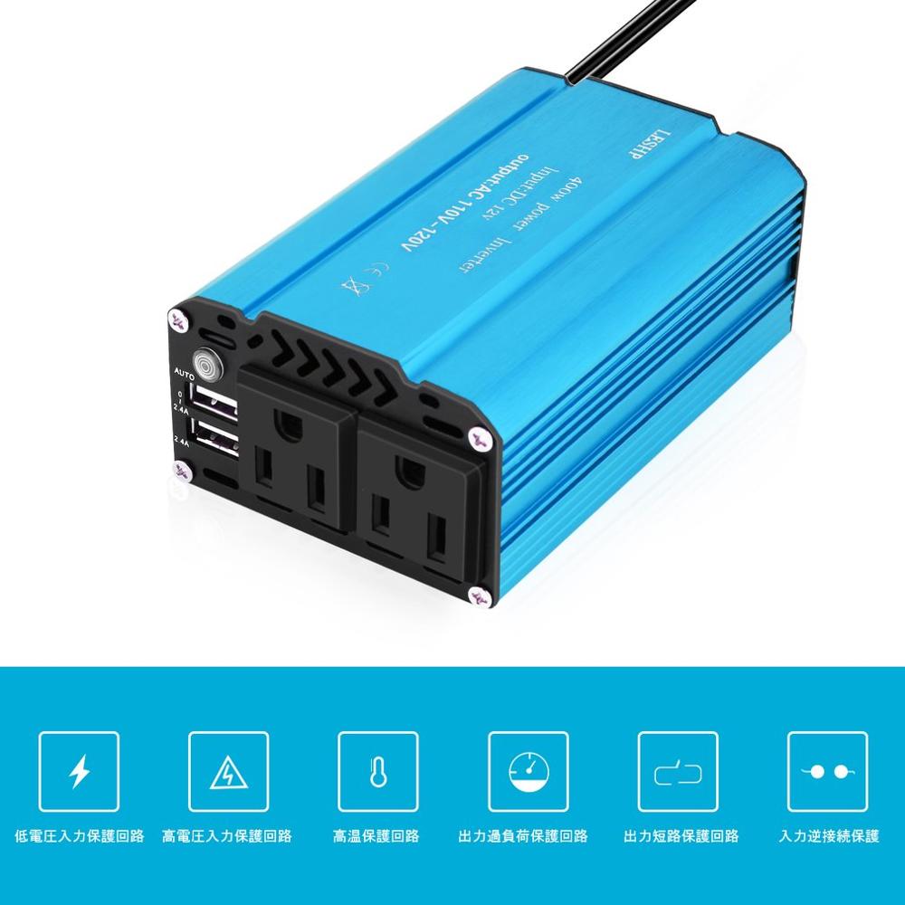 400w bil kraftomvandlare  dc 12v to 110v ac dubbla usb-portomvandlare