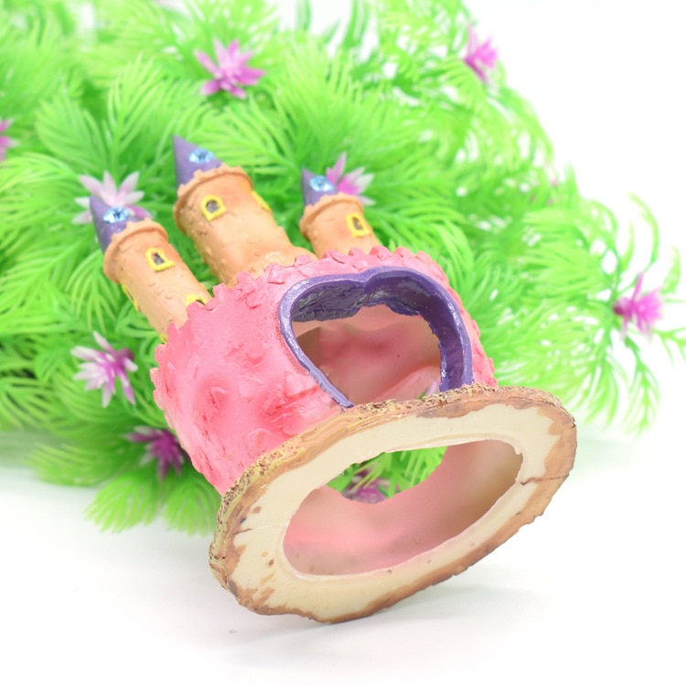 Newest Pink Princess Castle Fish Cave Aquarium Ornament Fish Tank Decoration