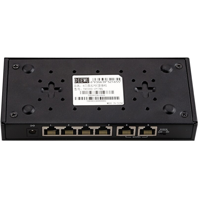 Commutateur Ethernet à commutateur POE 6 ports avec adaptateur secteur 48 V pour caméras IP réseau ou séparateur sans fil AP/4 PoE adapté à la vidéosurveillance