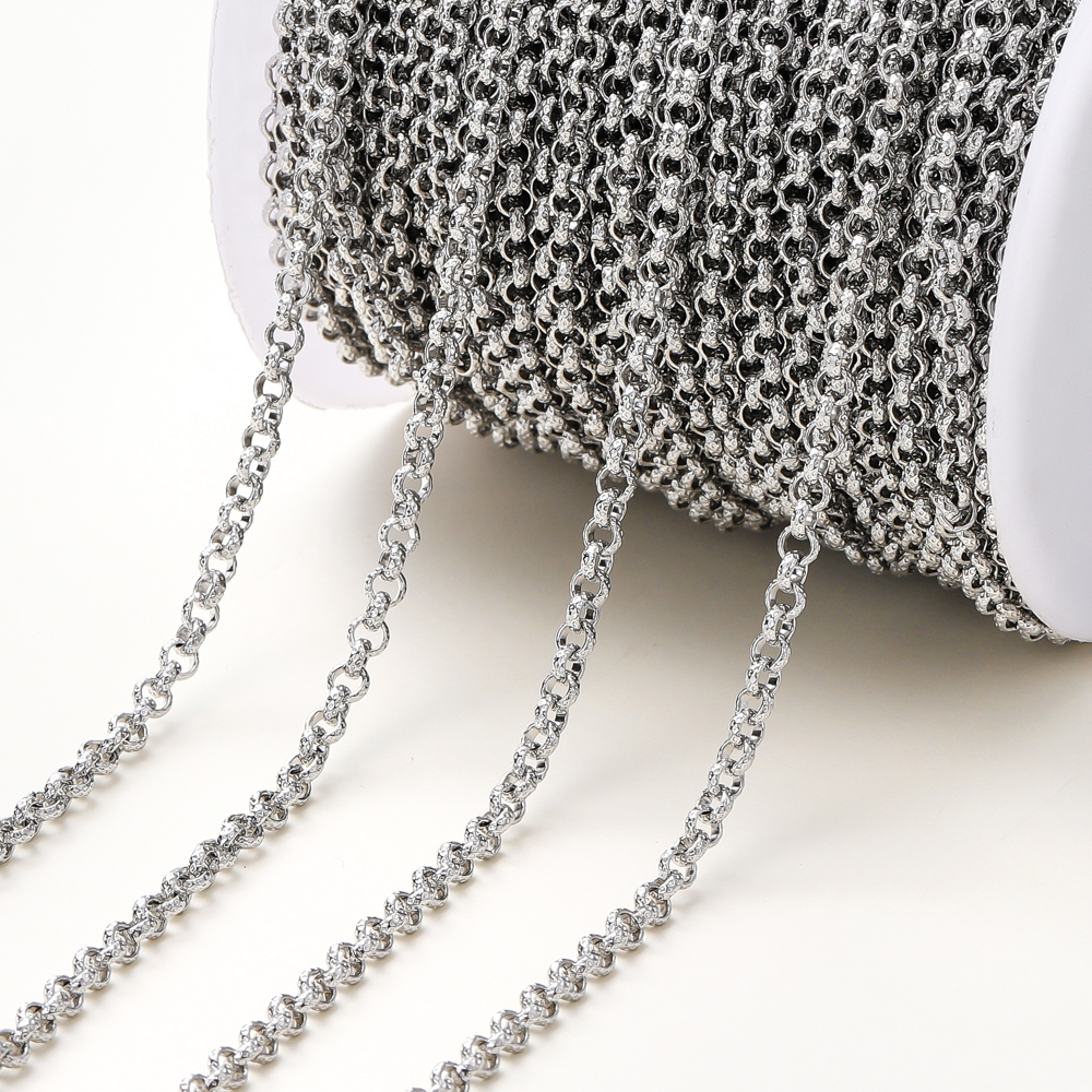 1 metro/rollo de 4mm, 14K, 18K, cadenas de eslabones cruzados de latón chapado en oro, fabricación de joyas, cadenas a granel para accesorios artesanales hechos a mano DIY: Verde