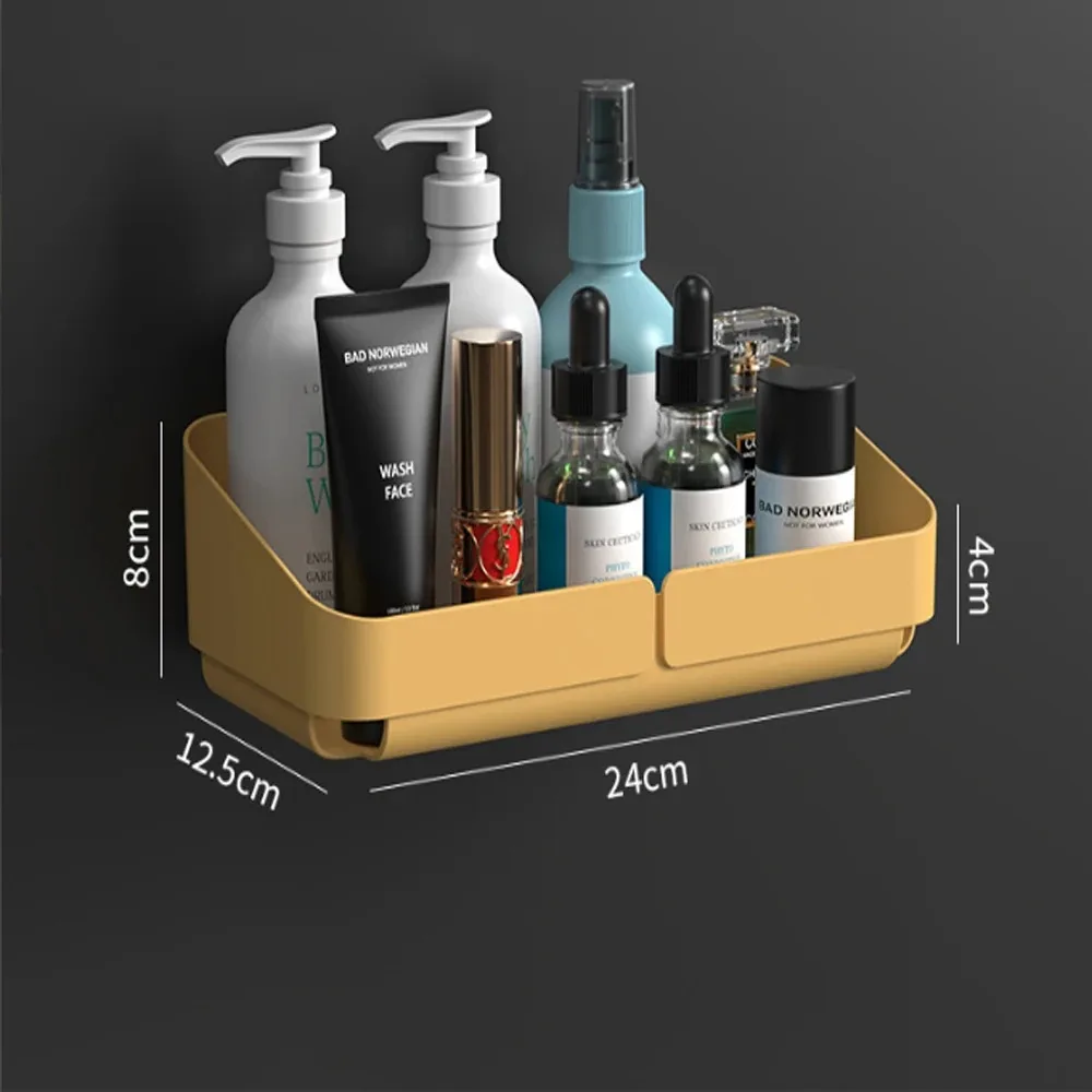 Badeværelse køkken bekvemmelighedsstativ hylde makeup opbevaringsorganisator kosmetik shampoo rack bruser hylde væg krydderirække uden boring: Blomme