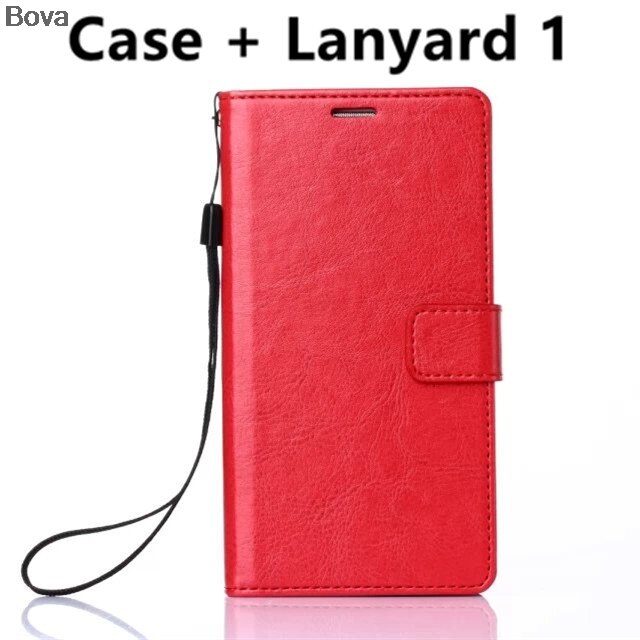 Honor 4C card holder cover case for Huawei Honor 4C leather phone case ultra thin wallet flip cover: Red Lanyard 1