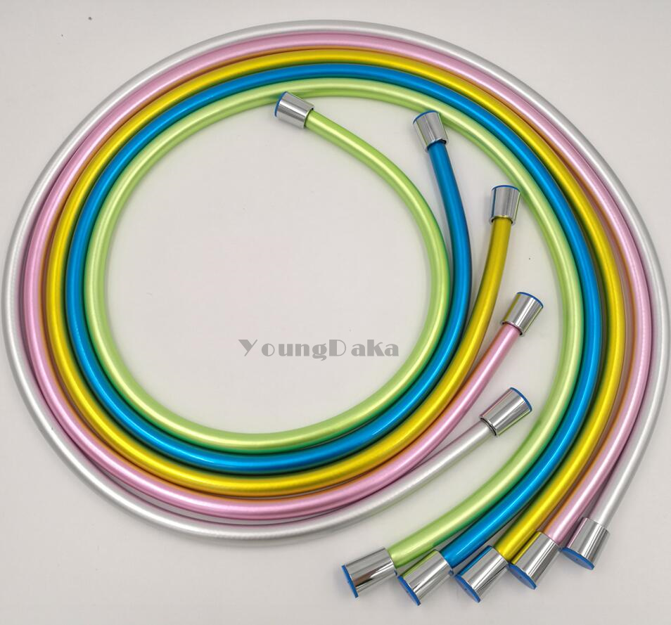 1.5m g1/2 "pvc dårlig dusj eksplosjonssikker rørleggerledning. anti-vri måke / sølv / blå / rosa / grønn fleksible dusjhode slanger