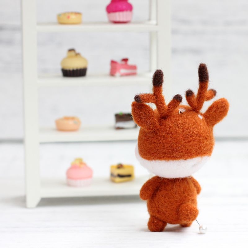 Ciervo sica Animal muñeca lana manualidad de fieltro DIY sin terminar Poked Set kit para manualidades para Material de aguja bolsa paquete