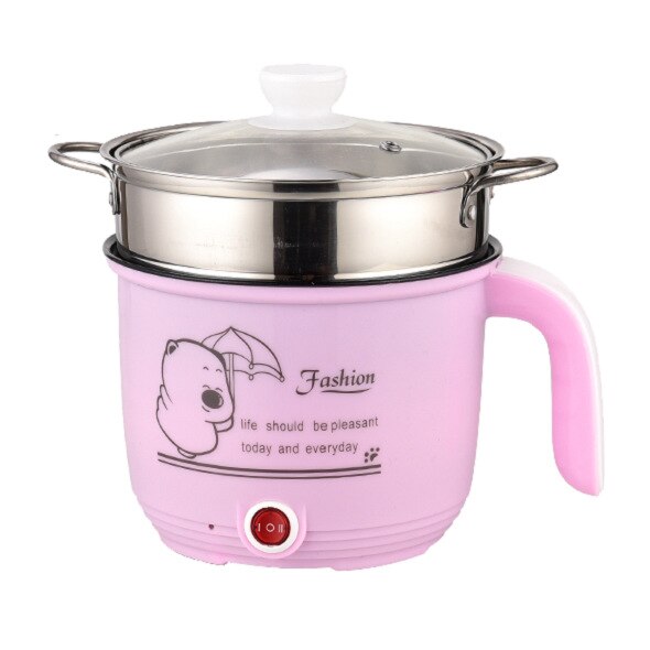 220V Mini Rice Cooker Electric Cooking Machine Single Double Layer Available Pot Multi Electric Rice Cooker 1.8L: Pink color / EU