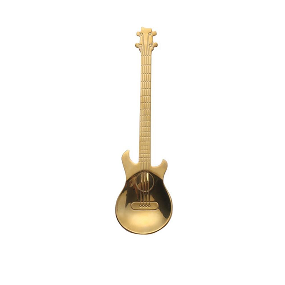 Kaffeske i rustfrit stål guitar ske dessert kage te sæt køkken ske is slik teske tilbehør: C