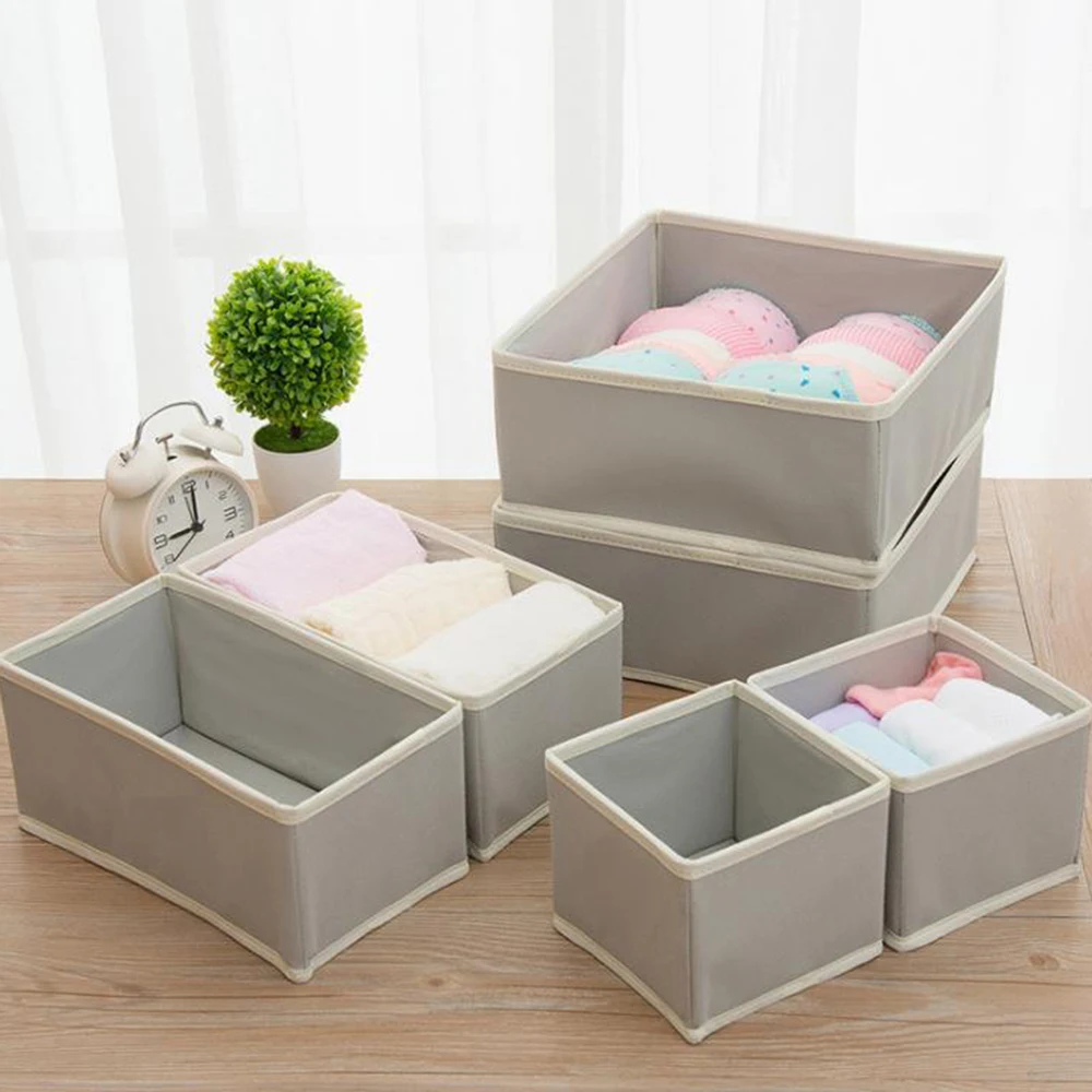 Schubladen-Organizer, 6 Stück/einstellen, Schlafzimmer-Schrank-Aufbewahrungsboxen, faltbarer Stoff-Schrank-Aufbewahrungskorb für Kleidung, Unterwäsche, BH, Socken