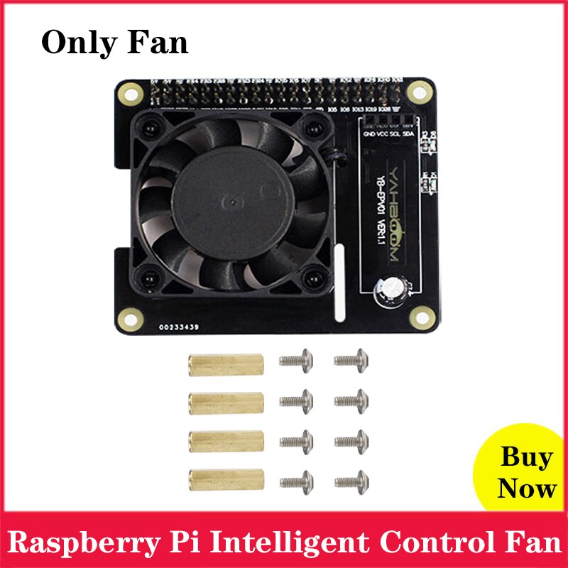 Raspberry Pi Intelligente Temperatur Control Fan Speed Control mit LCD Lüfter für Raspberry Pi 4 Modell B Pi 3B 3 B +: Only Fan