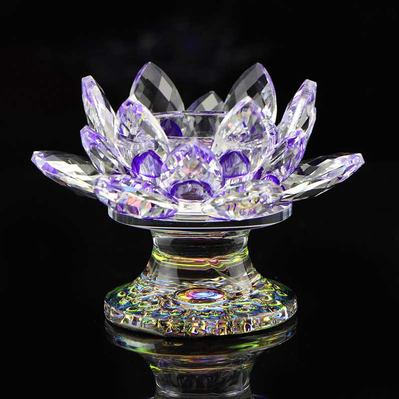 7 farger krystall lotus lysestake telysholdere lotusblomst figurer ornament fest middag dekor: Himmelblå