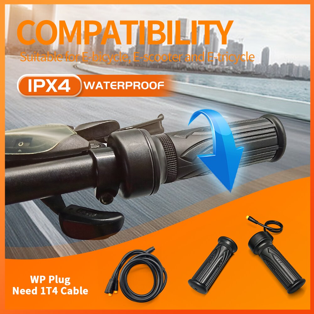WUXING 20X Full Twist Throttle E-Bike Right Handle Throttle 24V 36V 48V 60V 72V Waterproof/SM Connector for Ebike or Escooter