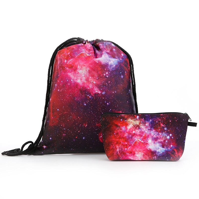 Sterrenhemel rugzak tassen trekkoord cosmetica pak bedrukking reizen heren tassen dames schouder softback reizen unisex: Stijl 8