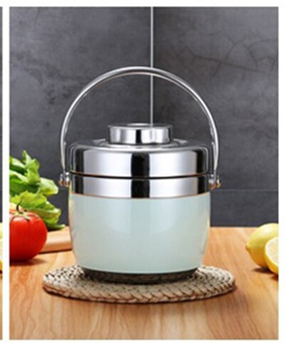 Termo portátil de acero inoxidable para comida, caja de almuerzo al vacío de 6-12 horas, tarro de sopa de 1,2/1.5L, caja Bento aislada, contenedor a prueba de fugas: green / 1.2ml